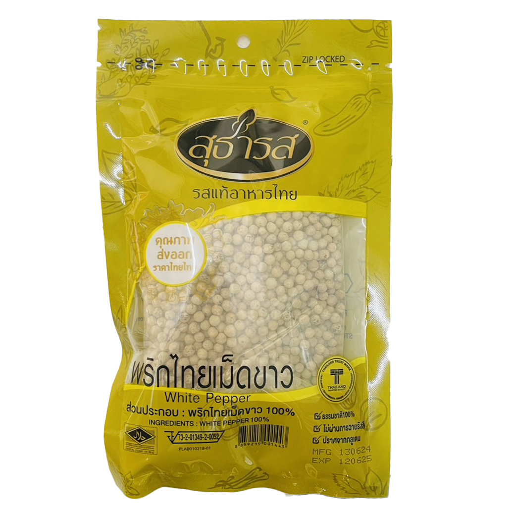 พริกไทยเม็ดขาว สุธารส 100 กรัม Sutharos White Pepper Corn 100 g. (05-8527)