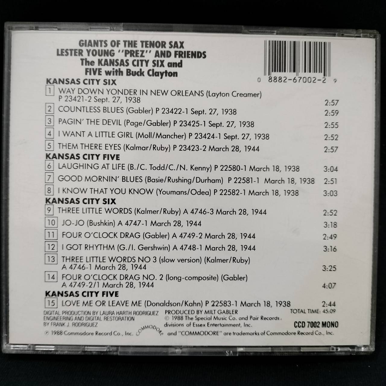 Various – Lester "Prez" Young & Friends (Giants Of The Tenor Sax (1938-1944)) / USA / แผ่นดี