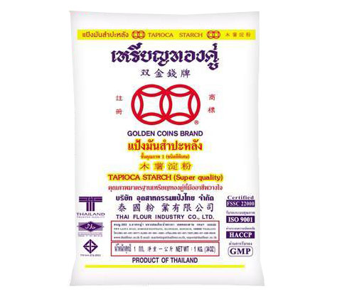 แป้งมันสำปะหลัง ตราเหรียญทองคู่ Golden Coins Tapioca Flour 1,000g. (01-0224)