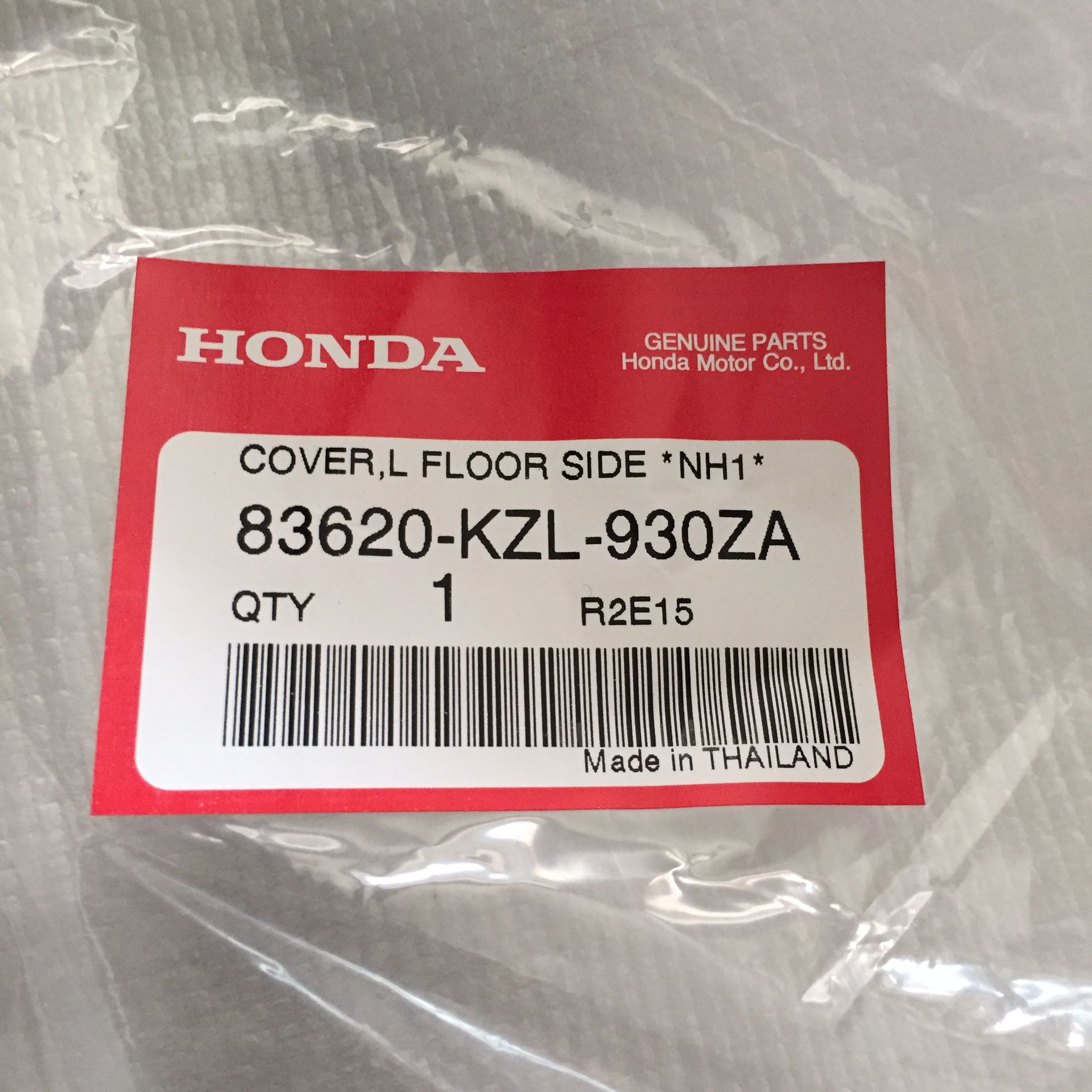 83620-KZL-930ZA ฝาครอบข้างที่วางเท้าด้านซ้าย NSC110C SPACY i (2012) อะไหล่แท้ HONDA