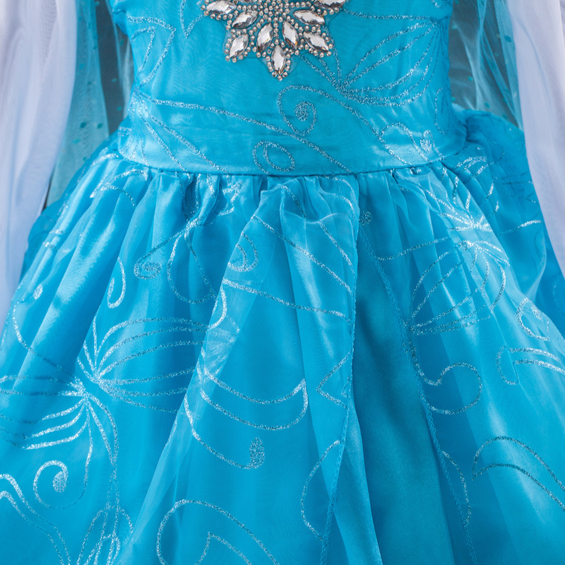 ชุดกระโปรง Frozen Elsa เจ้าหญิง เอลซ่า(พร้อมส่ง) ที่แขนไม่มีลายดอกไม้ค่ะรหัส# 111 size 110*2 120*2 130*2 140*2 150*2