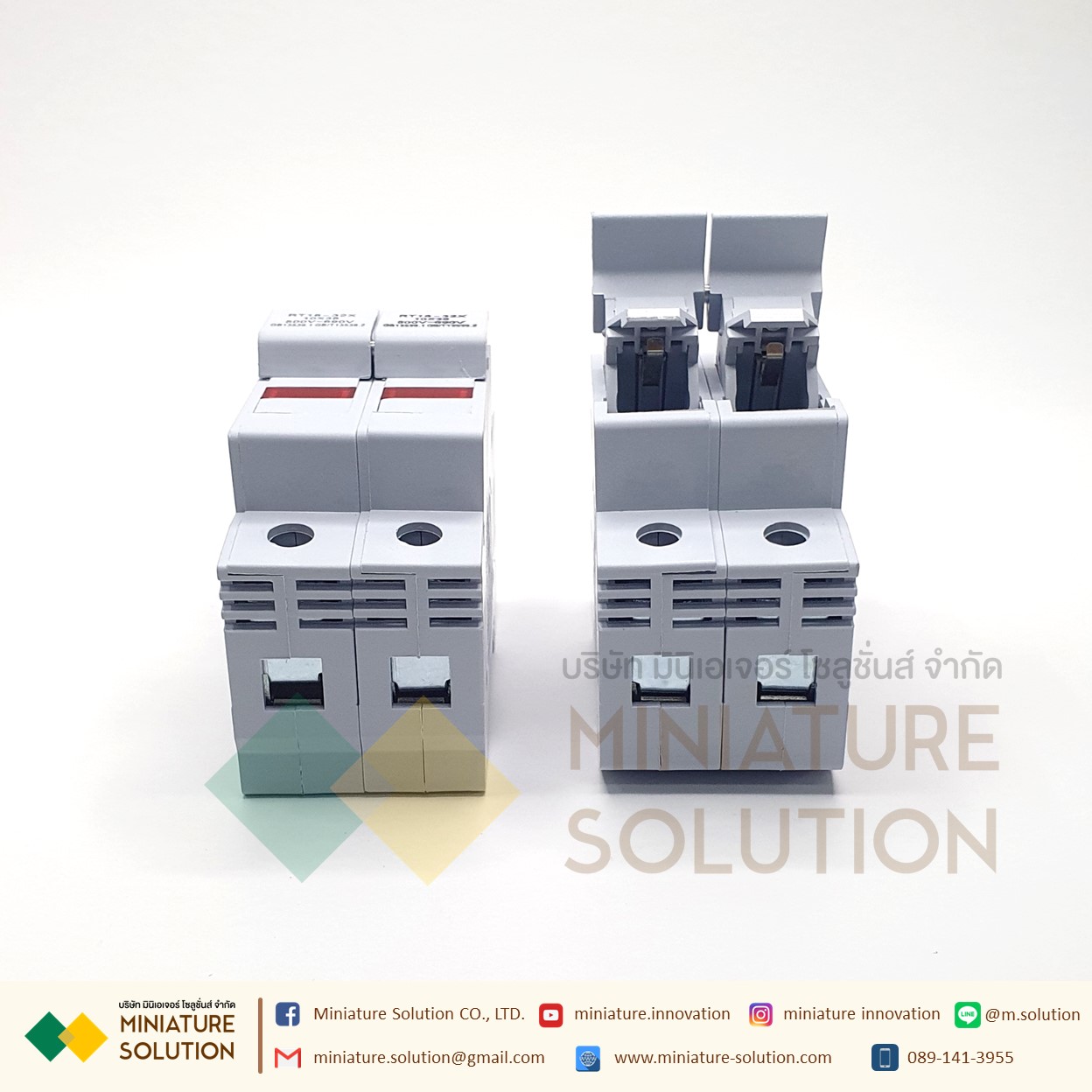 ฐานฟิวส์ ฟิวส์เกาะราง ฟิวส์คอนโทรล ตลับฟิวส์ ฟิวส์ AC แท้ 100% RT18*ขนาดใส่ลูฟิวส์ 10x38 500-690v guide rail fuse base RT18-32X fuse core base (RT18-32X base 2P (2 positions))