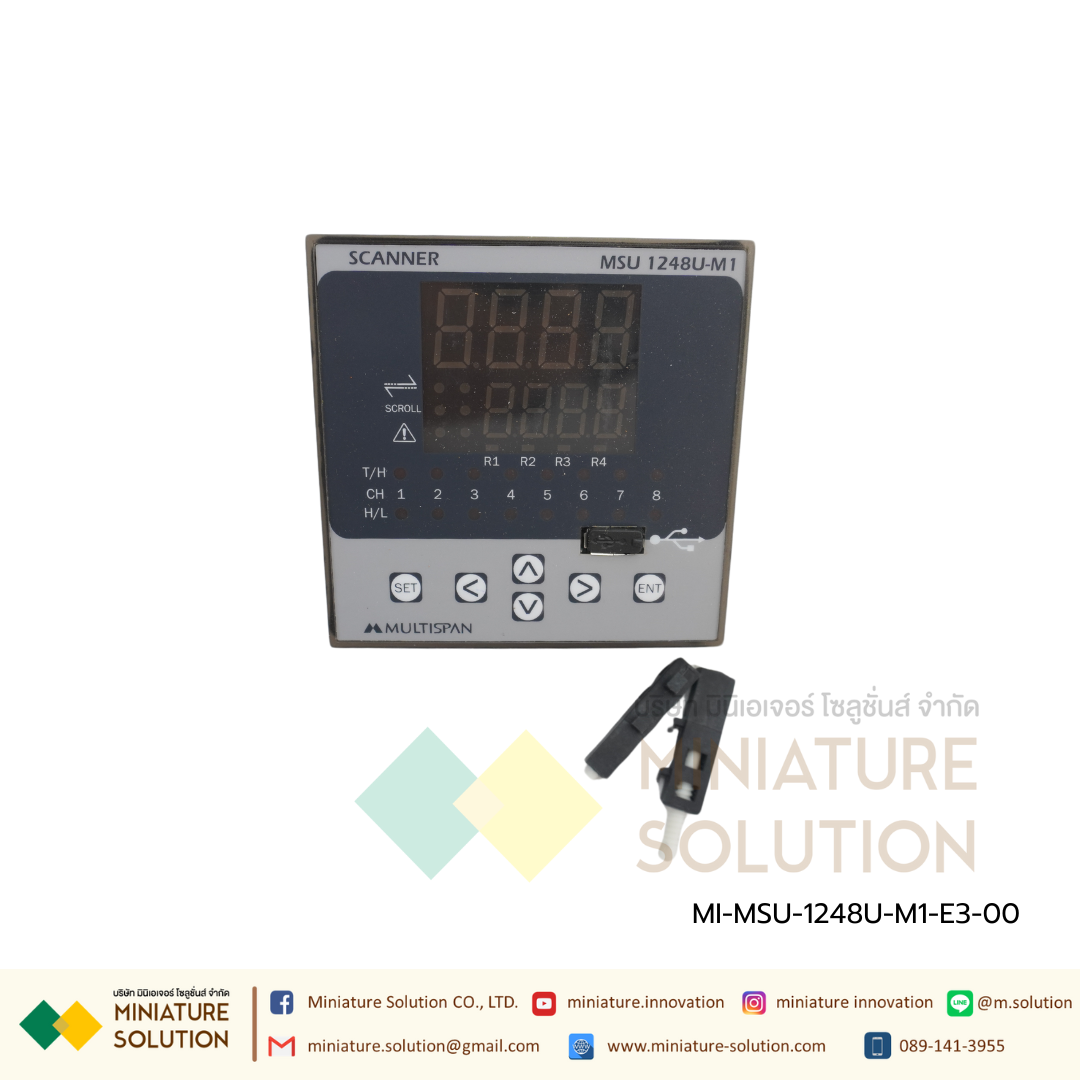 MSU-1248U-M1-E3-00 Scanner -8 Channel with RS-485 MODBUS Input Type : J/K/Pt-100/4-20mA DC/0-10V DC/0-20mA 4 Relay