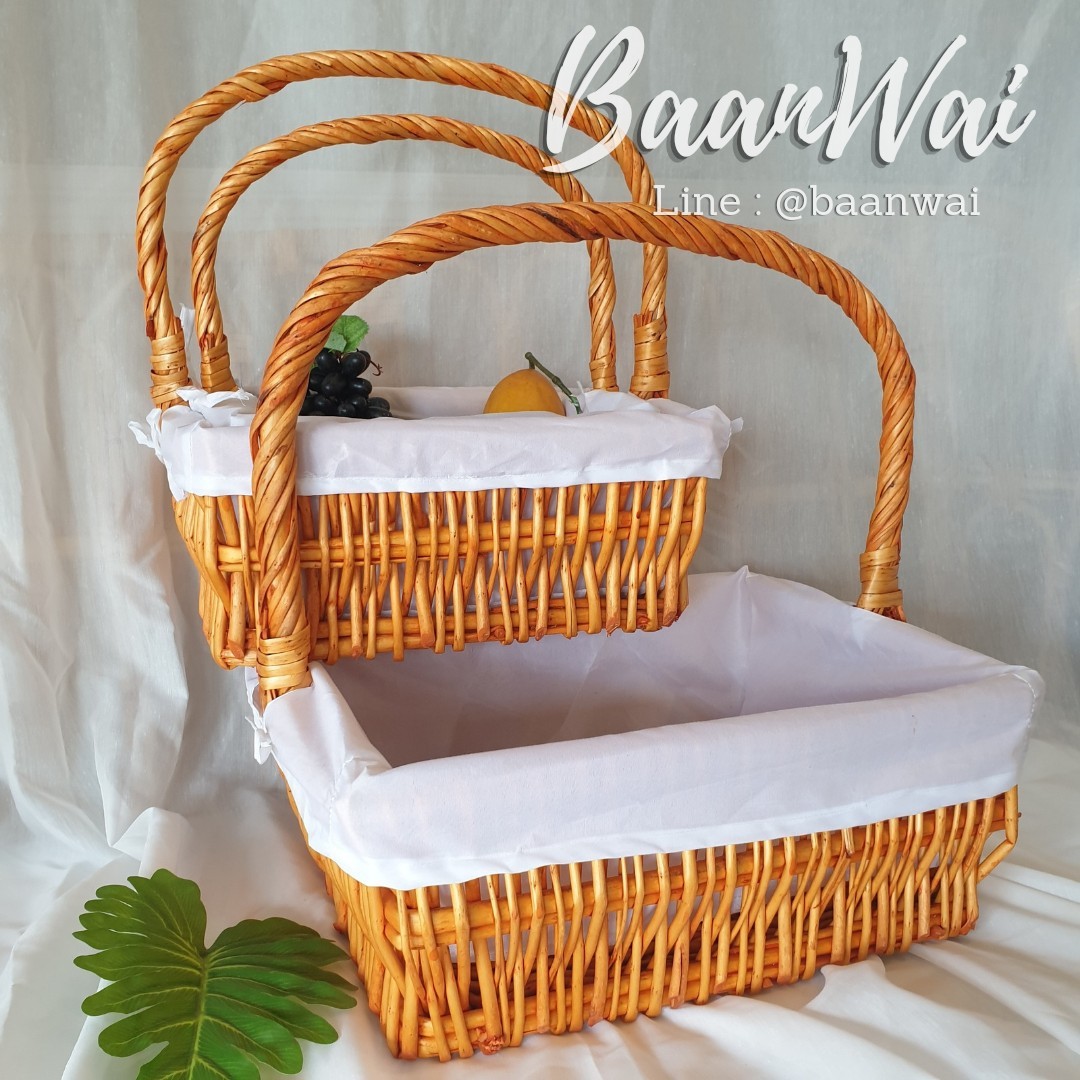 กระเช้าพรีเมี่ยม Code-005 VIP ทรงเหลี่ยม+บุผ้า