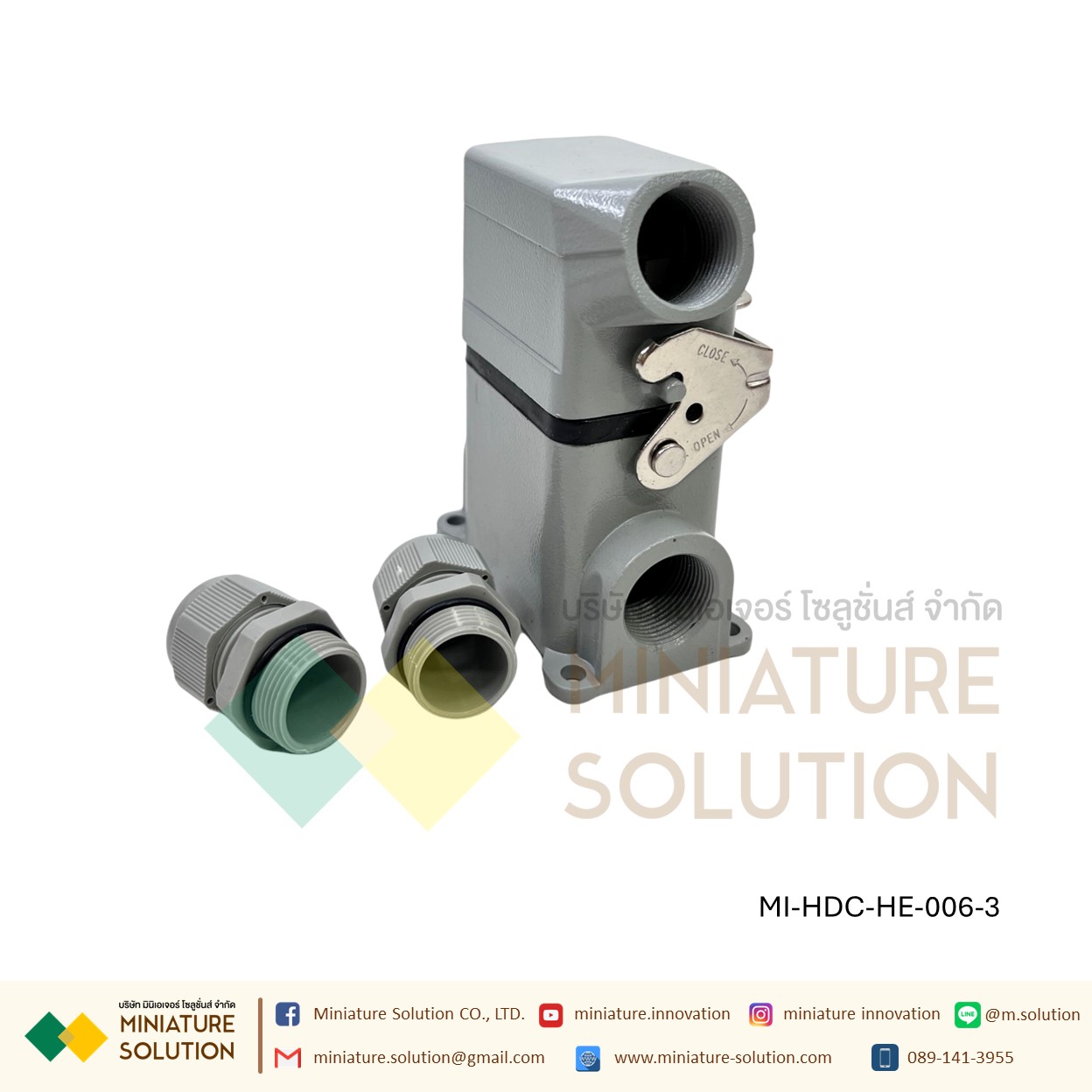 ปลั๊กเชื่อมต่อใช้สำหรับงานหนัก Heavy Duty Connectors Power แบบขันสกรู16A 500V HDC-HE-4/6/10/16/20/24/32/48 3 ช่อง