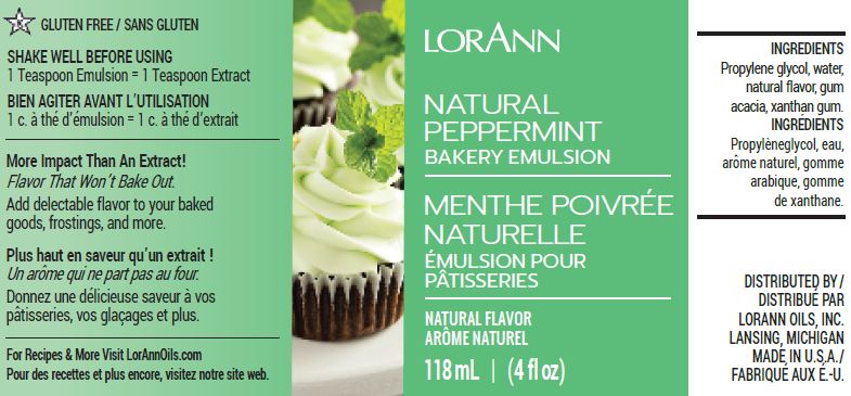 LORANN Peppermint Emulsion กลิ่นเปปเปอร์มินท์ 4 Oz. (118 ml) (06-7592-03)