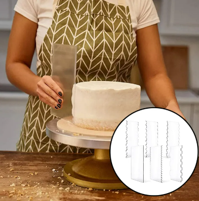 6 pcs Acrylic Cake Scraper/ Decorator แผ่นแต่งเค้กอะคริลิค 10 x 24 ซม. เซ็ท 6 ชิ้น (12-8050)