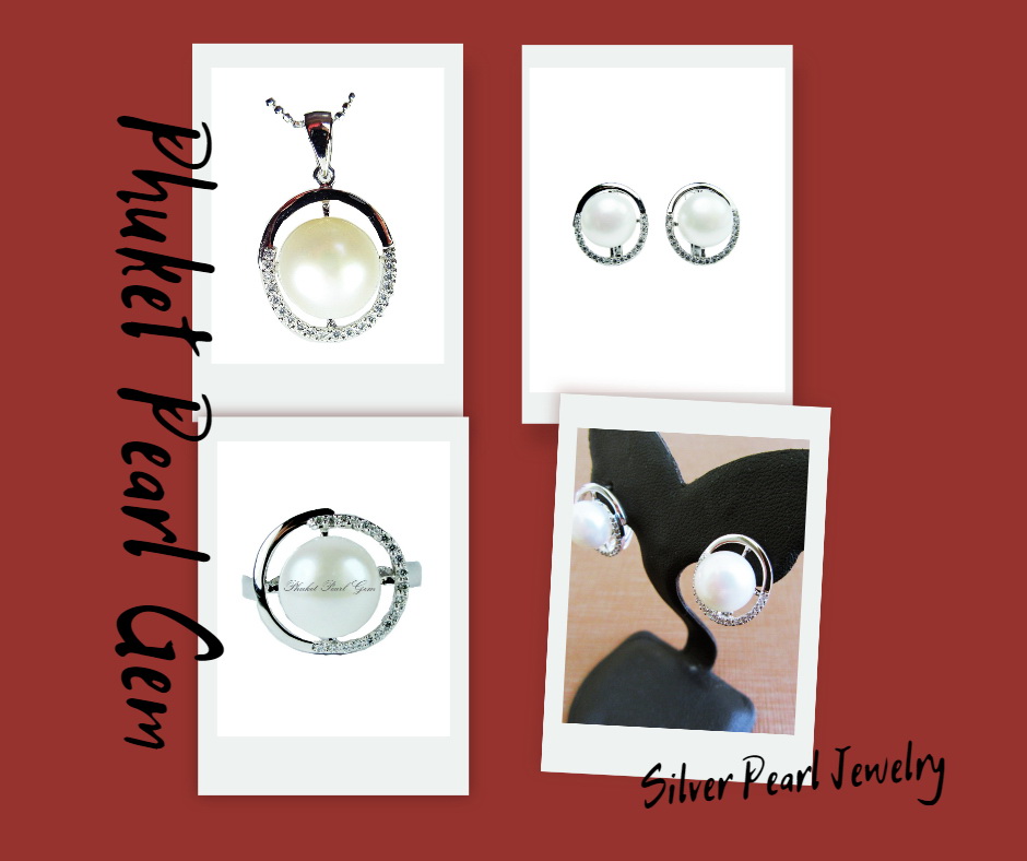 Sterling Silver White Pearl Half Plain Pendant by Phuket Pearl Gem