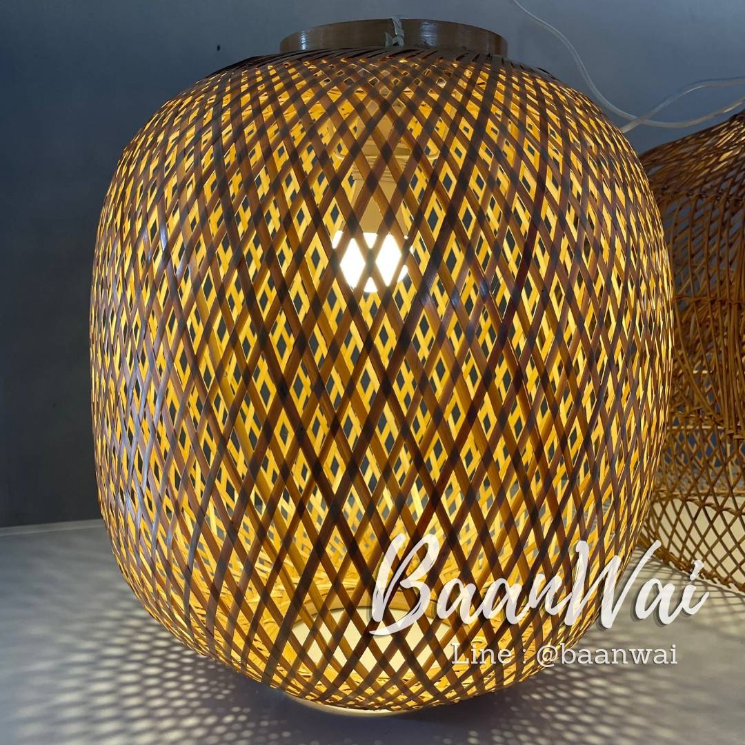 โคมไฟไม้ไผ่ ทรงรี โคมไฟสาน 43 cm สูง 48 cm