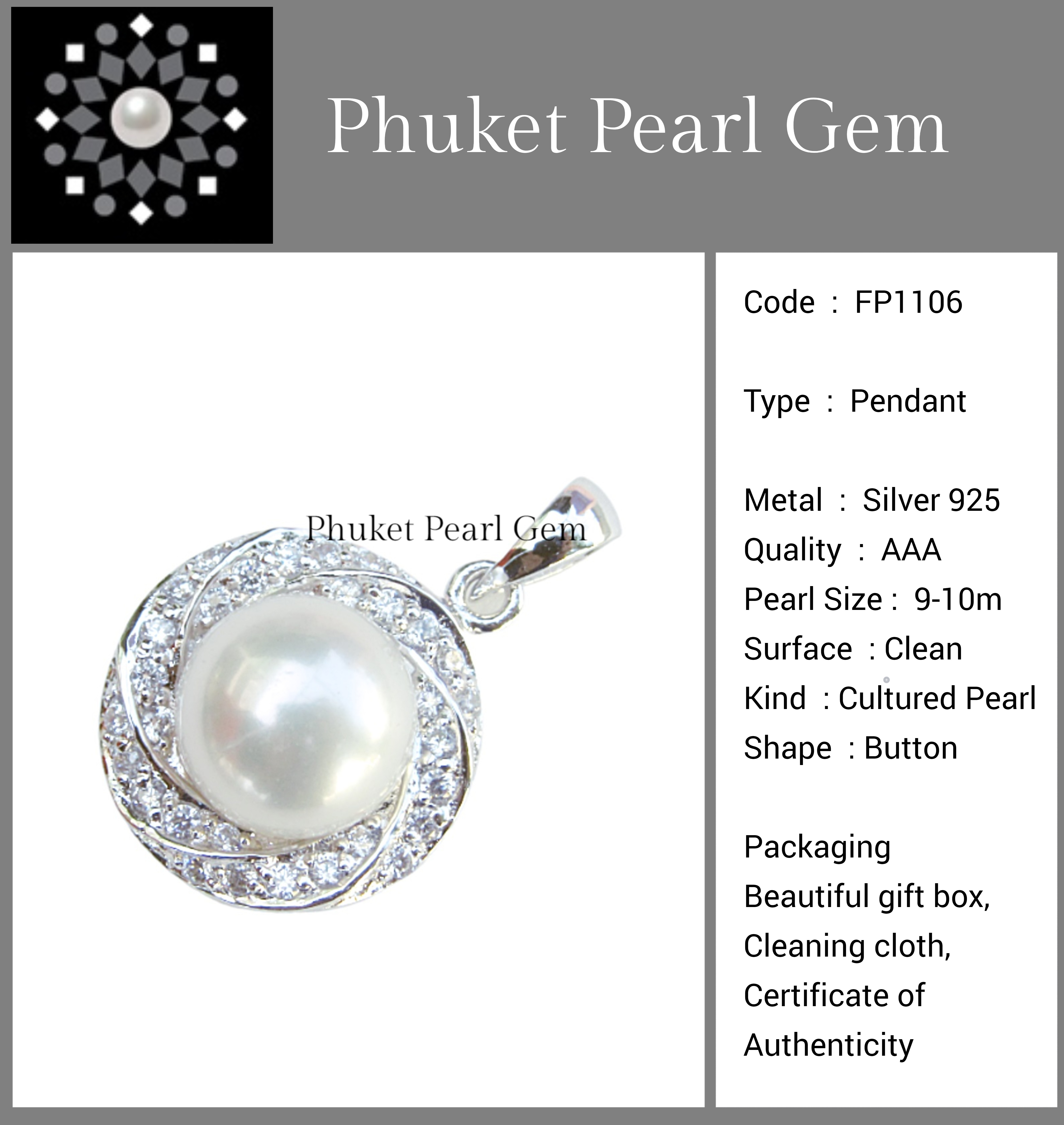 Sterling Silver White Pearl Elegance Pendant