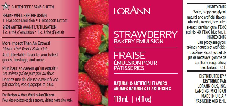 LORANN Strawberry Emulsion 4 Oz.กลิ่นสตรอเบอรี่ (118 ml) (06-7599-03)