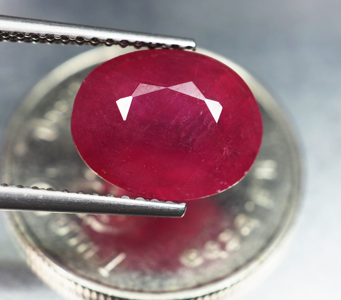 พลอยทับทิม (Ruby) 5.05 กะรัตสีแดงชมพู