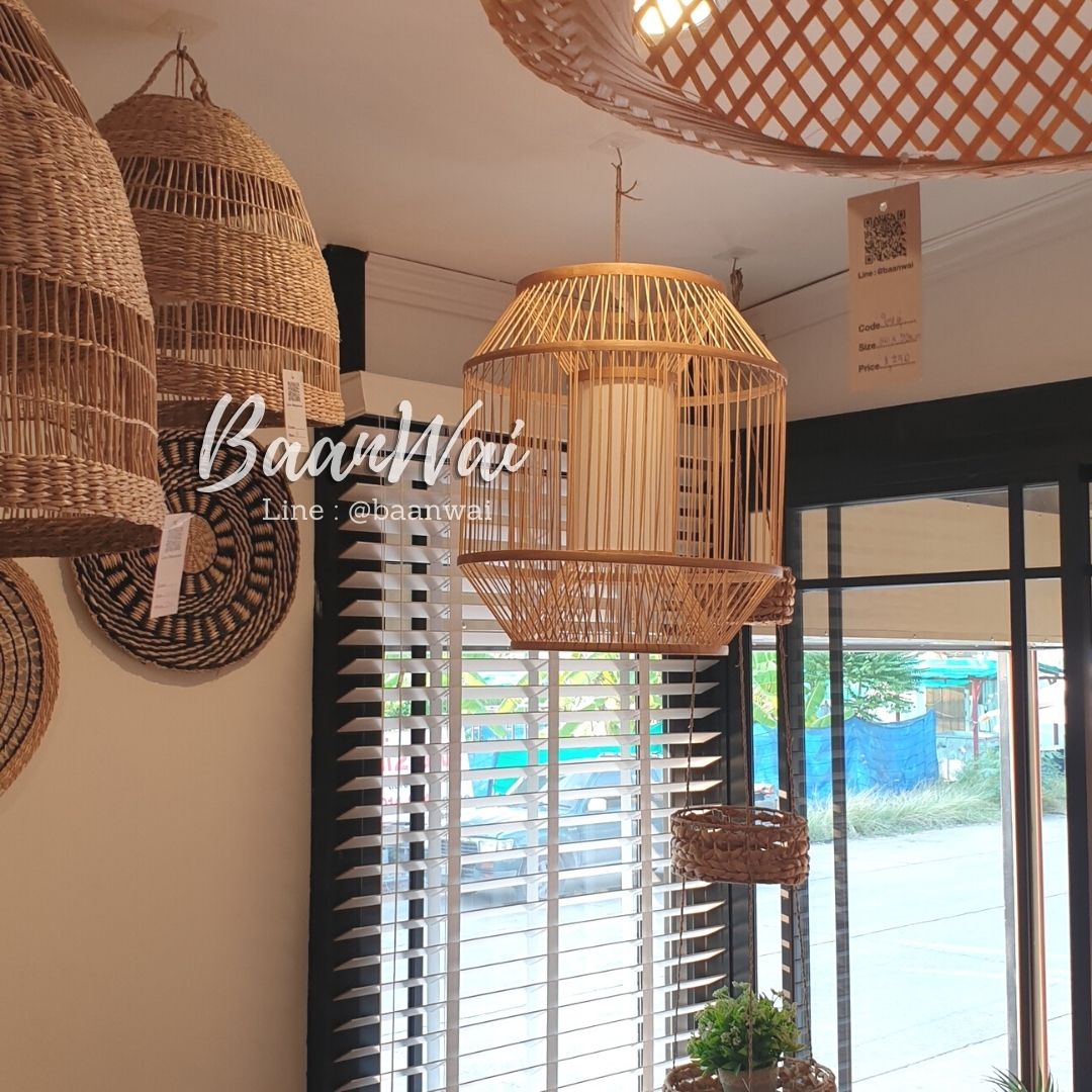 โคมไฟไม้ไผ่ โคมไฟทรงถัง โคมไฟ โคมไฟตกแต่ง