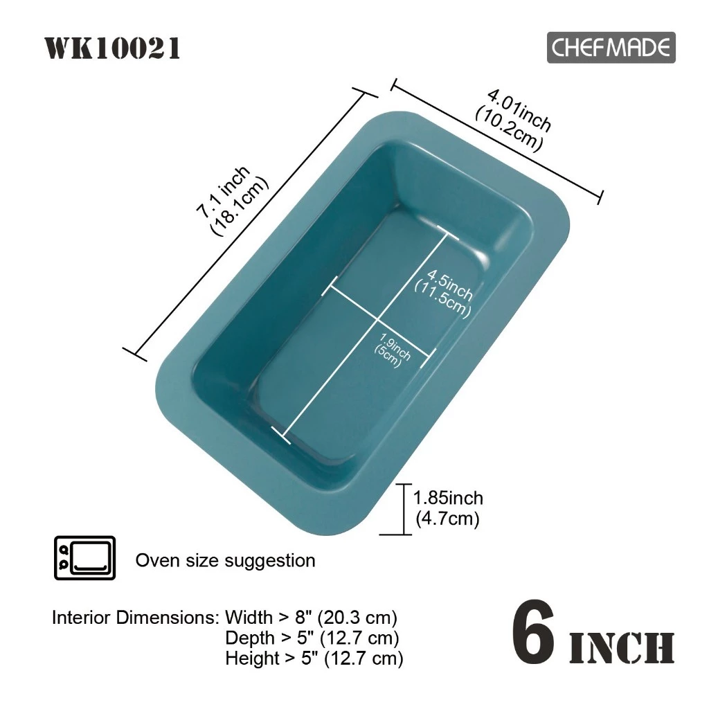 Chefmade WK10021-Non Stick Small Loaf Pan 181 x 102 x 47 mm.(Green) (12-8676)