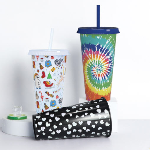 แก้วเปลี่ยนสี,แก้วพลาสติก,แก้วพร้อมหลอด,ขั้นต่ำ1,000ชิ้น