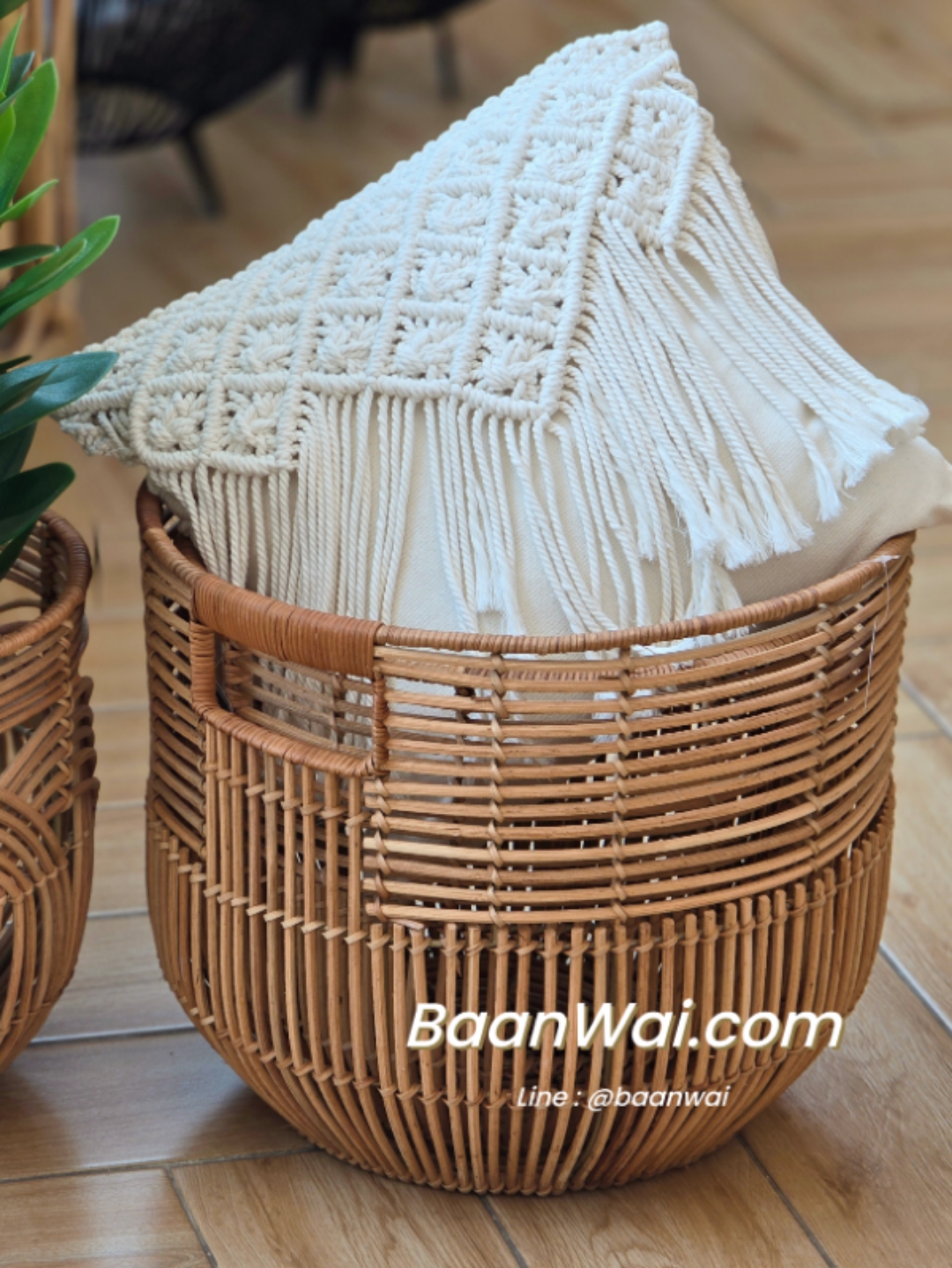 ตะกร้าหวาย ตะกร้าหวายโครงเหล็ก ตะกร้าอเนกประสงค์ ตะกร้าใส่ผ้า ตะกร้าใส่ต้นไม้ มี 2 แบบ