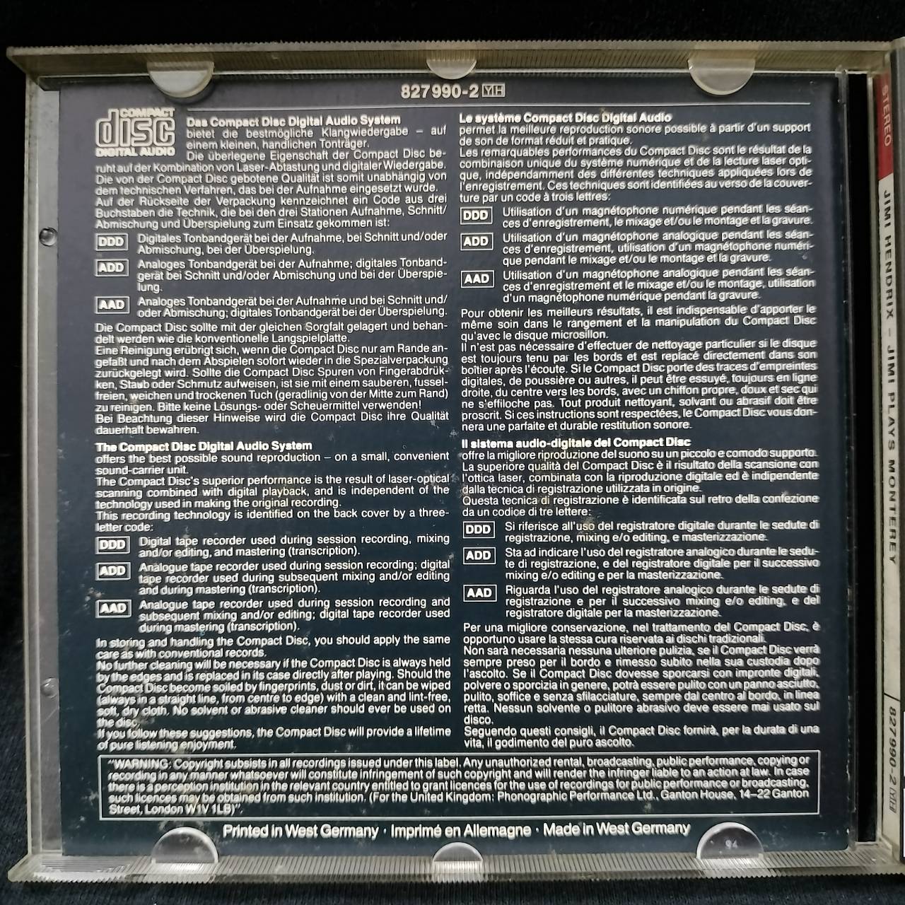 Jimi Hendrix – Jimi Plays Monterey (Original Motion Picture Sound Track) / GERMANY / แผ่นดี