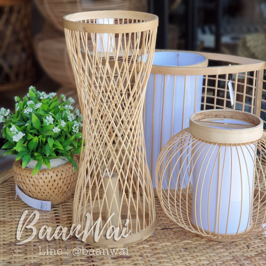 โคมไฟไม้ไผ่ แบบตั้งโต๊ะ