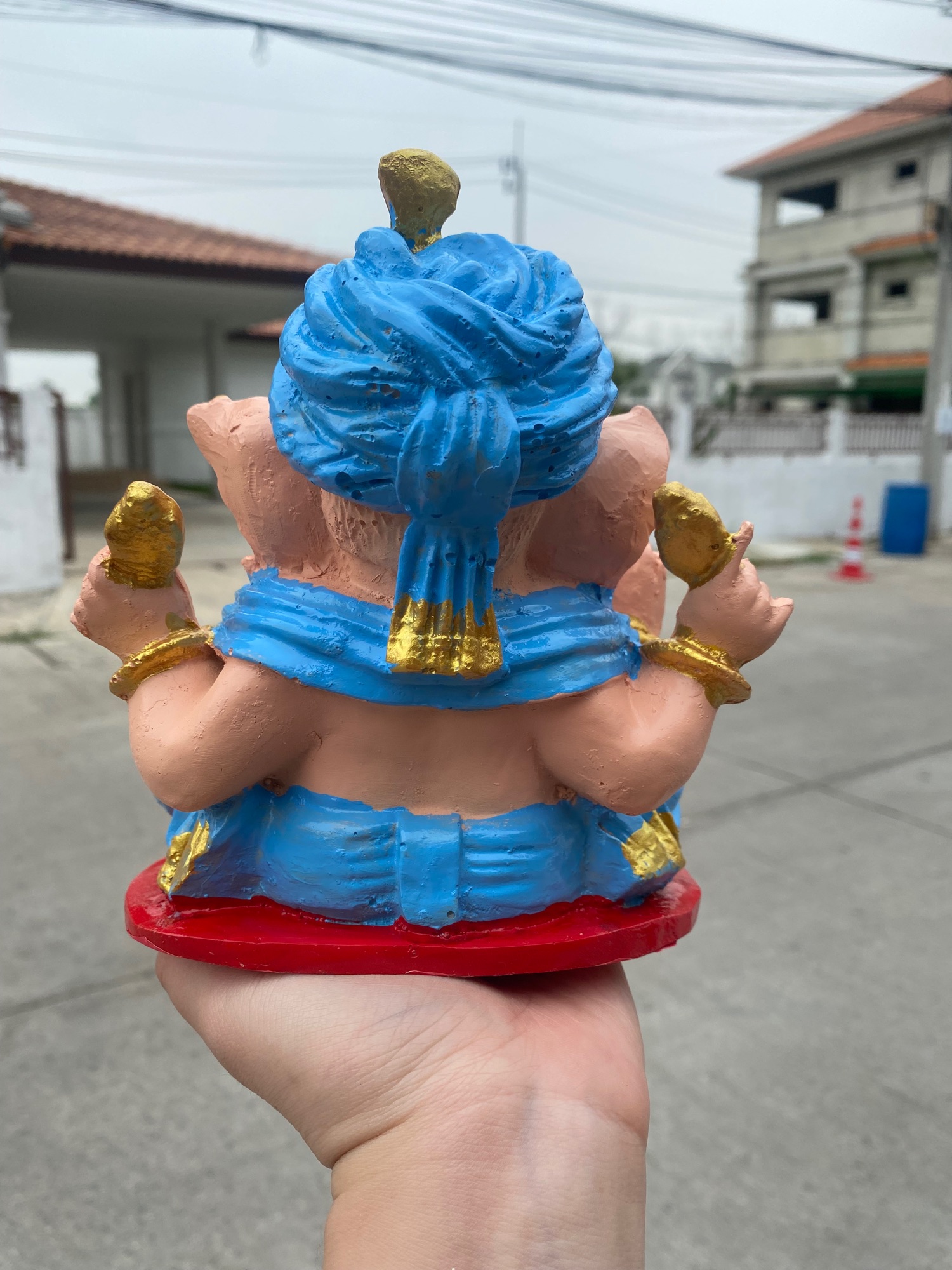 พระพิฆเนศ ปางขจัดหนี้สิน กว้าง5นิ้ว สูง8นิ้ว องค์สีฟ้า