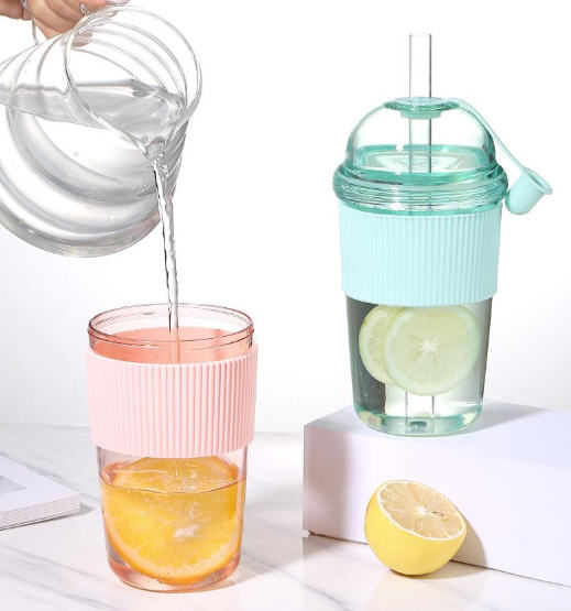 แก้วน้ำพลาสติก,แก้วพลาสติกพร้อมหลอด,430ml,520ml,630ml