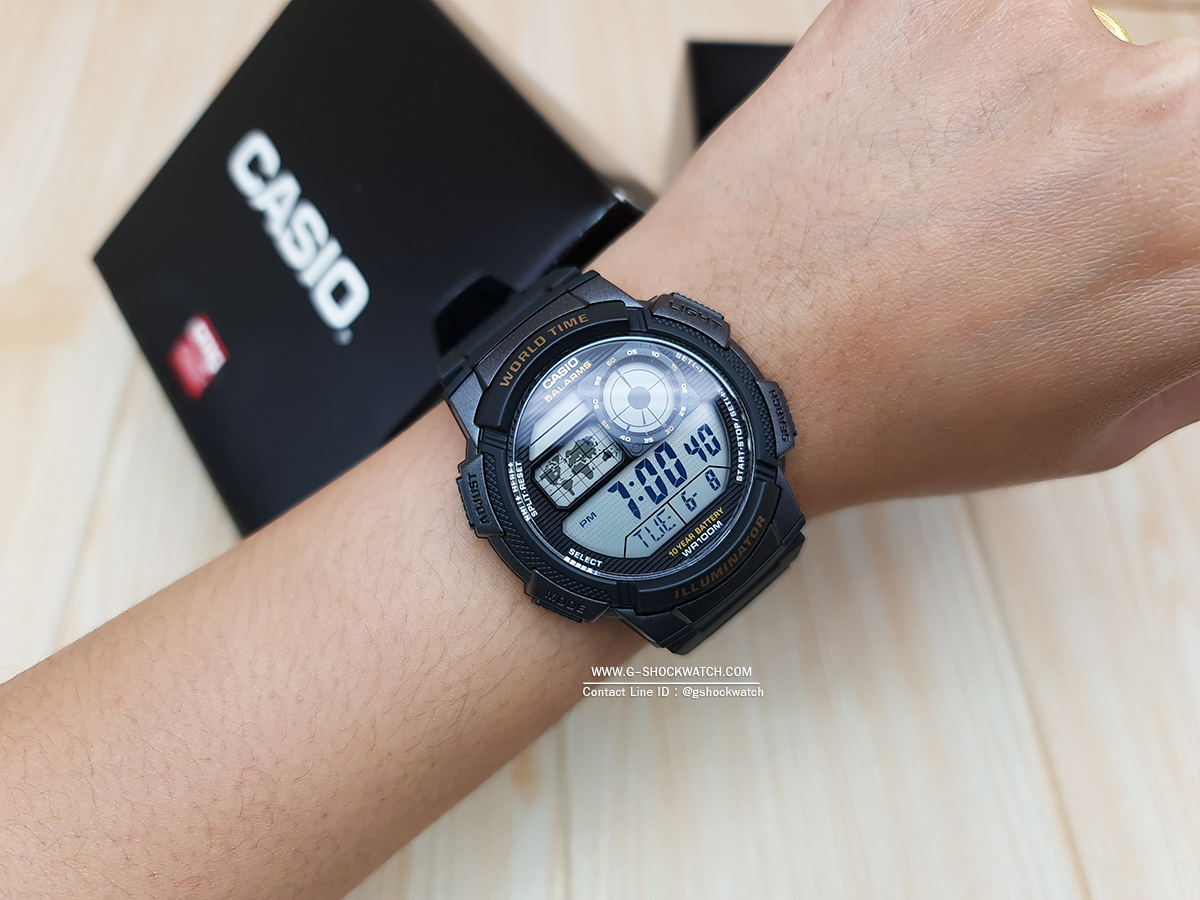 CASIO นาฬิกาข้อมือ นาฬิกากันน้ำ นาฬิกาของแท้ ประกันศูนย์ CMG 1 ปี รุ่น AE-1000W-1A