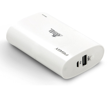 PISEN แบตสำรองแท้ 6,600 mAh พาวเวอร์แบงค์ USB 5V-2A Portable Power รุ่น TS-UC025 ปุ่มสวิตซืเปิด-ปิด ไฟฉาย LED แสดงสถานะพลังงาน เก็บประจุเต็มที่ได้ยาวนาน รูปทรงโค้งมน ขนาดกระทัดรัดจับถนัดกระชับมือ - สีขาว
