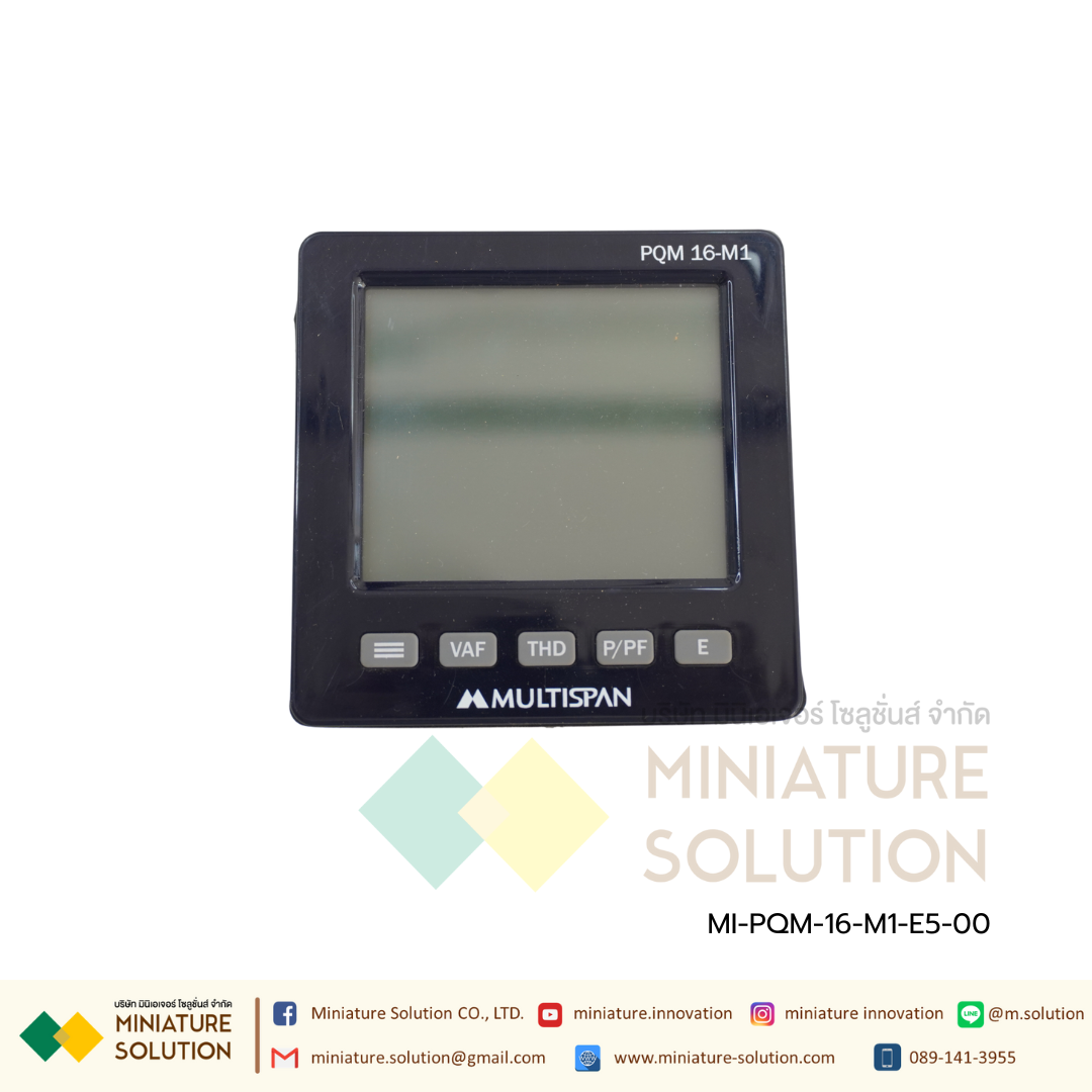 PQM-16-M1 Multifunction Meter with LCD display & RS-485 MODBUS CT input : 3Ø Voltage Input : 3Ø3W/4W ,1Ø2W Pulse Output RS-485 MODBUS LCD 8+4+4+4 Digit With Import -Export KWh , KVArh & Individual THD Multispan