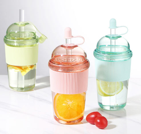 แก้วน้ำพลาสติก,แก้วพลาสติกพร้อมหลอด,430ml,520ml,630ml