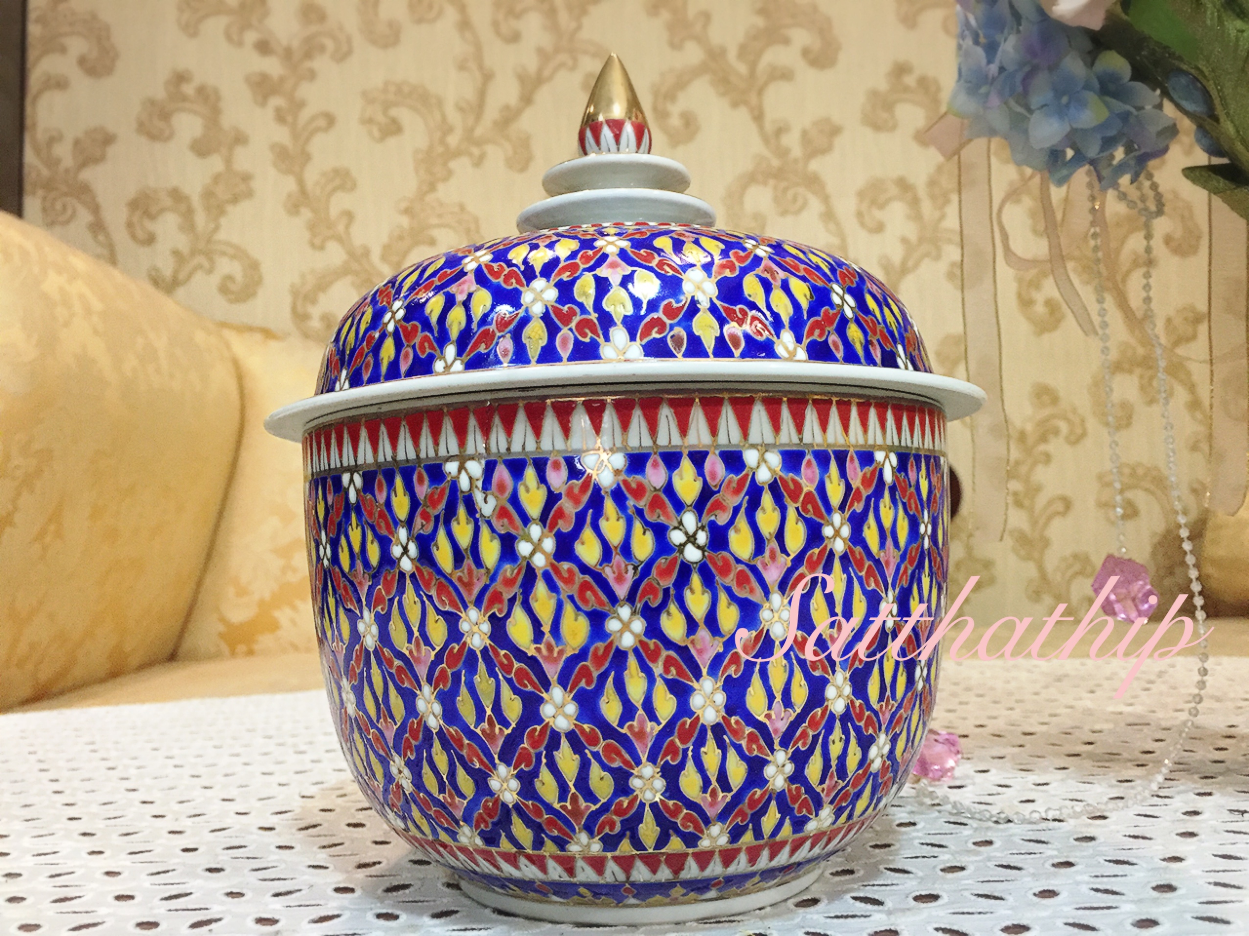 โกศอัฐิ เบญจรงค์ - โถ เบญจรงค์ - โถบรรจุอัฐิ