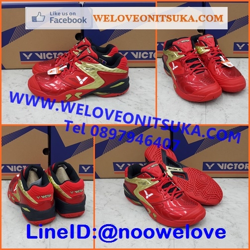 Victor SH-P9200 สีแดงขลิปทอง รองเท้าแบดมินตัน ซัพพอร์ทอย่างดี มีปุ่มกันพลิกด้านข้าง หรูหรา น่าใช้ ใส่สบายเท้า SH-P9200DX