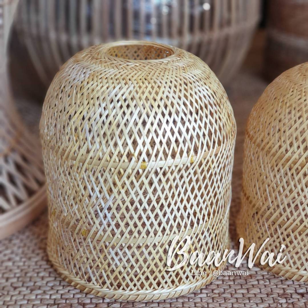 โคมไฟไม้ไผ่ ทรงสุ่มสานไขว้