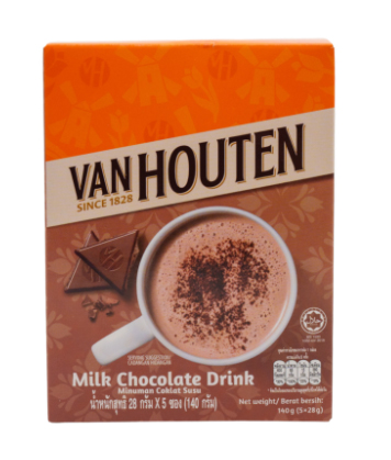VanHouten Chocolate Drink เครื่องดื่มรสช็อคโกแลตชนิดซอง 28g.x 5 ซอง (05-7443)