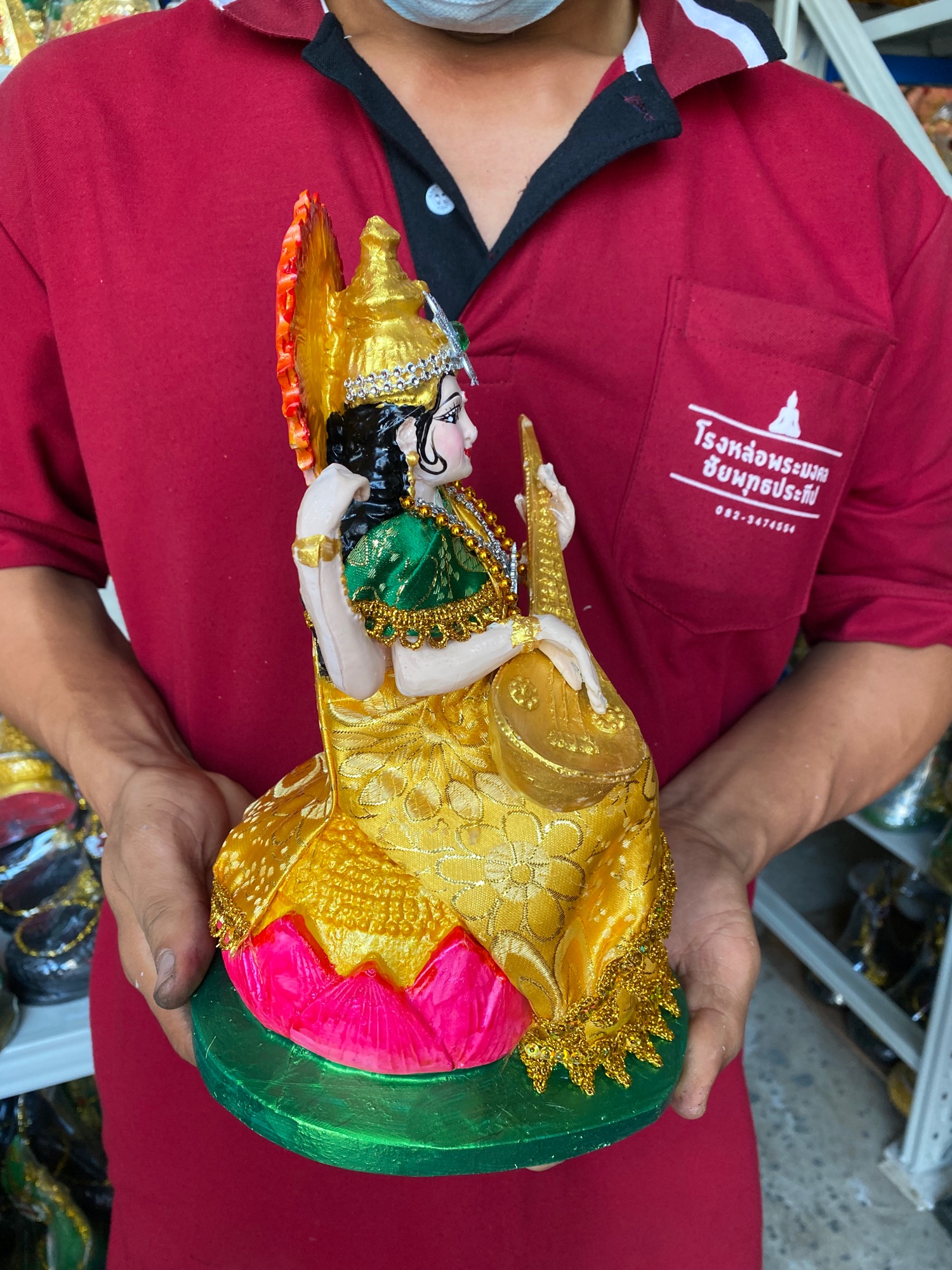 พระเเม่สุรัสวดี ระดับผ้าจริง สูง12นิ้ว