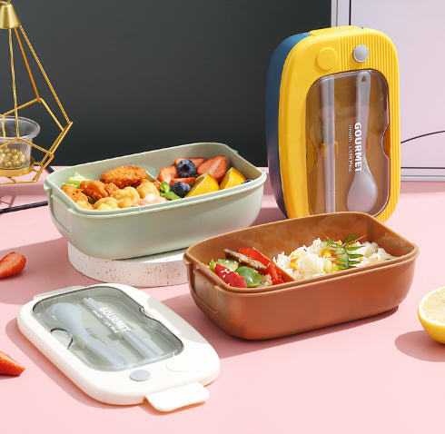 กล่องข้าว,กล่องใส่ข้าวพลาสติก,กล่องใส่ข้าวพร้อมช้อนตะเกียบ