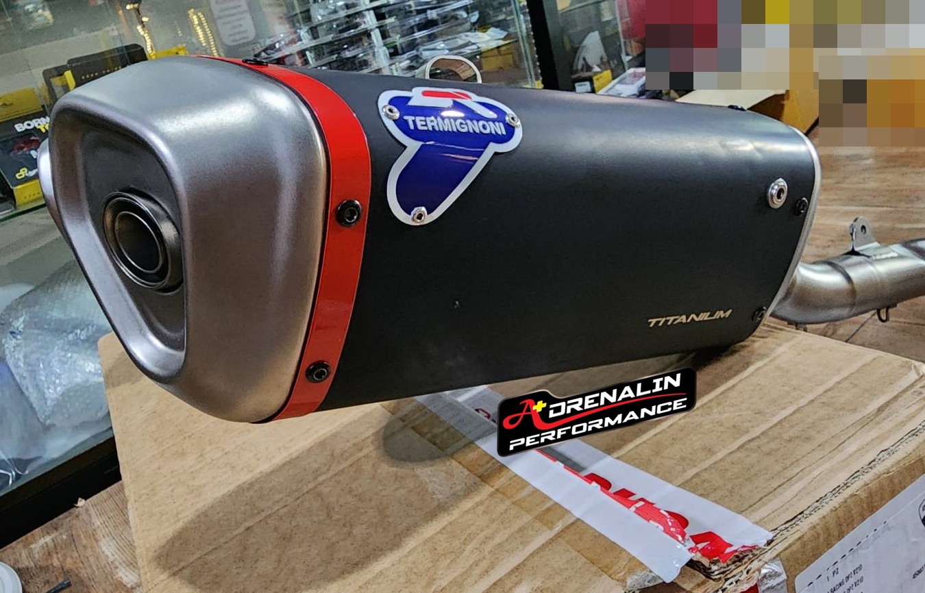 ท่อฟูล Termignoni สำหรับ Hypermotard 698 mono ท่อคู่ไทเทเนียมดำ พร้อมคอ racing แสตนเลส (For Exhibition only)