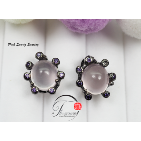 ต่างหูพิ้งควอร์ตสีหวาน 10.75 กะรัตดีไซด์เก๋