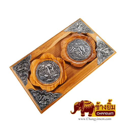 ชุดจานรองแก้ว 2 ชิ้น ( ลายดอก )