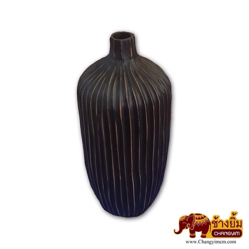 แจกันขูดบวบ ( สีดำด้าน )