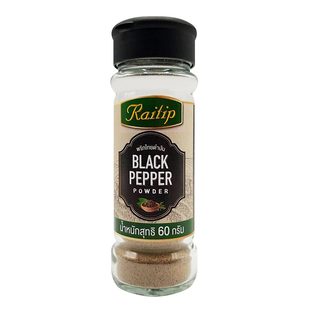 พริกไทยดำป่น ตราไร่ทิพย์ Raithip Ground Black Pepper Powder 60 g. (08-0083)