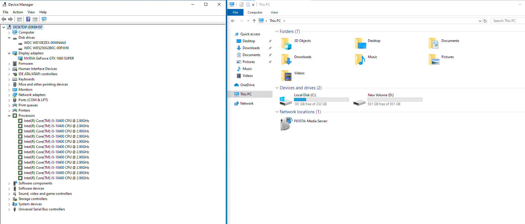 PC ประกอบ Intel Core i5 10400/GTX 1660 SUPER/RAM 16GB/M.2 250GB