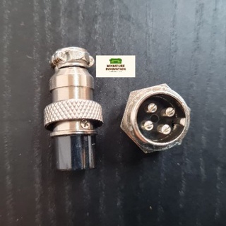 ชุดหัวประกอบ Aviation plug connector socket GX16 set 4 core wire connector 16mm ขนาด : Aviation plug GX16-4P plug + socket (สีเงิน ตัวผูู้+ตัวเมีย)