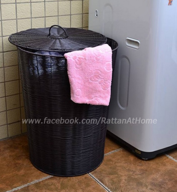 ตะกร้าผ้า หวายเทียม ถังหวายใส่ผ้า ตะกร้าผ้าซัก