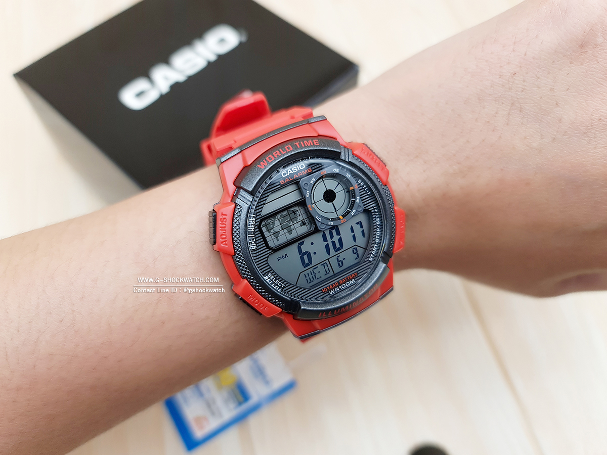 CASIO นาฬิกาข้อมือ นาฬิกากันน้ำ นาฬิกาของแท้ ประกันศูนย์ CMG 1 ปี รุ่น AE-1000W-4A