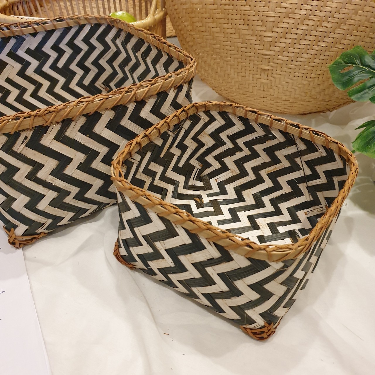 กล่องไม้ไผ่ ทรงเหลี่ยม (ยกชุด 2 ขนาด)