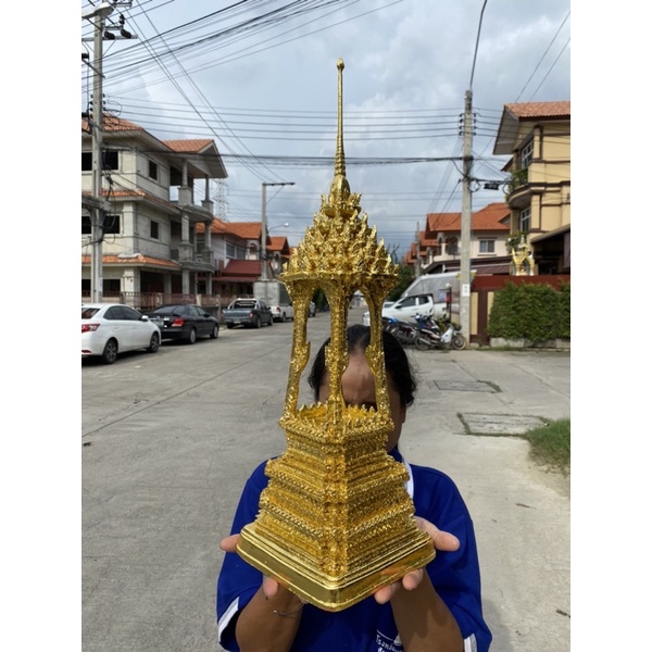 บุกษก วิหารทองคำ ปิดทองเค สูง22นิ้ว วิหารทองคำ เหมาะสำหรับใส่พระธาตุหรือวางพระองค์เล็ก
