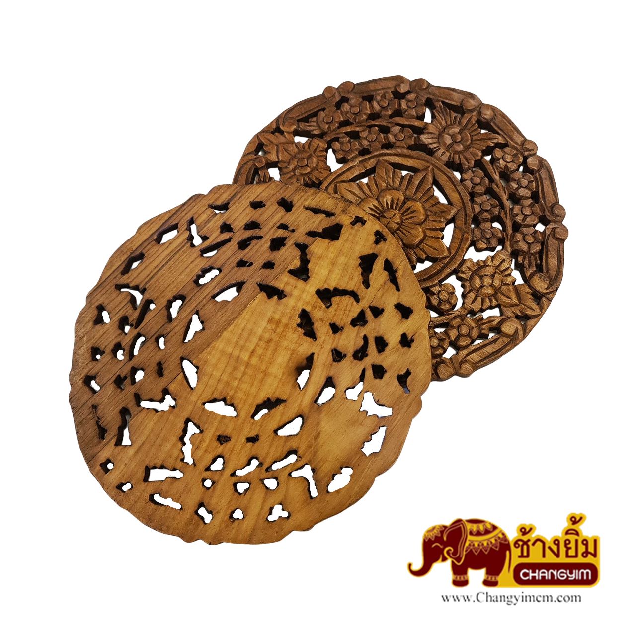 แผ่นแกะสลัก ลายดอกแก้ว 12 นิ้ว