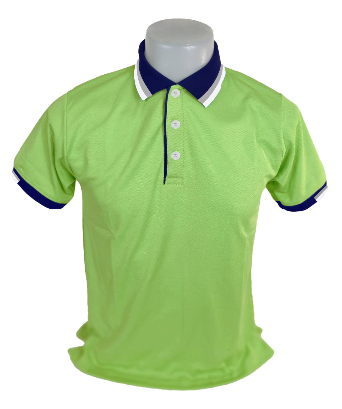 เสื้อโปโลสีเขียว ปกสีกรมทอลายขลิบเส้นสีเทา สีขาว พรีออเดอร์ ส่งฟรี