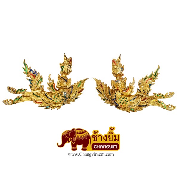 กินรีแกะสลักลงทองคำ ( แบบแขวน )