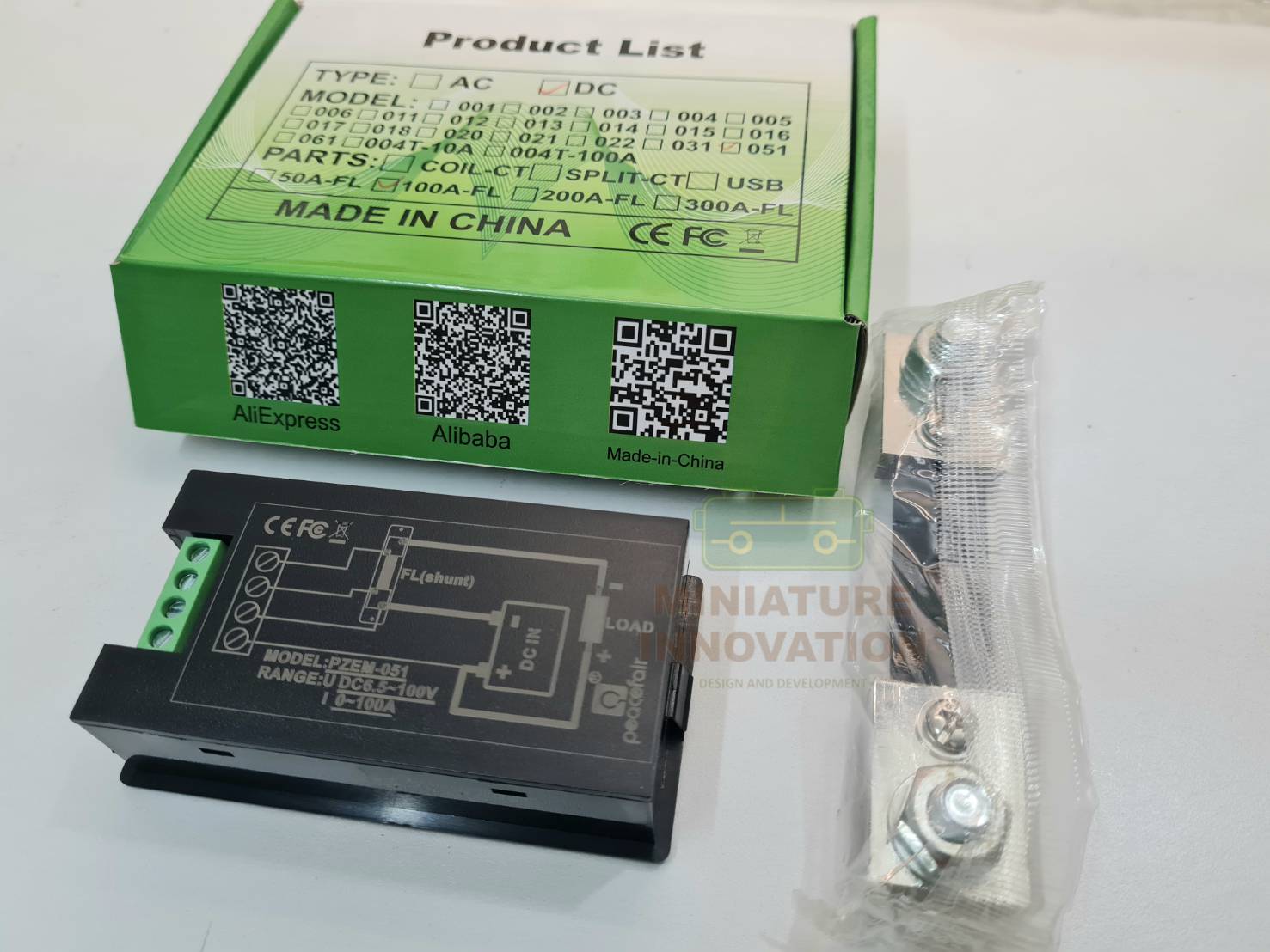 PZEM-051 Watt meter DC 100A พร้อม Shunt มิเตอร์วัดไฟ กระแสตรง 6.5-100VDC แสดงค่า 4 in 1 Voltage , Current , Watt , Energy