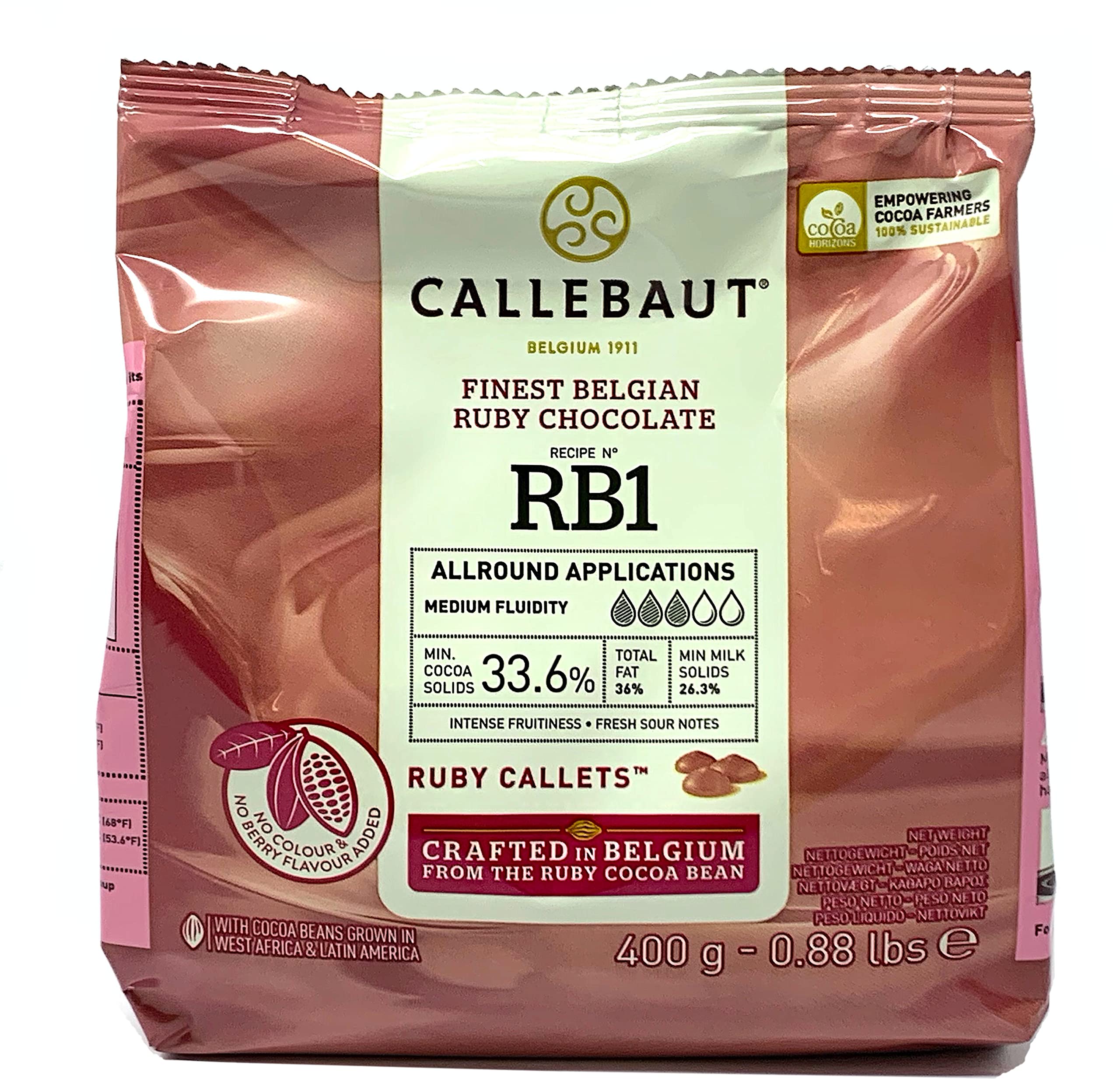 Callebaut Ruby Couverture Chocolate RB1 ขนาด 400 g. (05-8011)